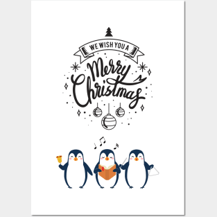 Christmas Penguins Caroling Posters and Art